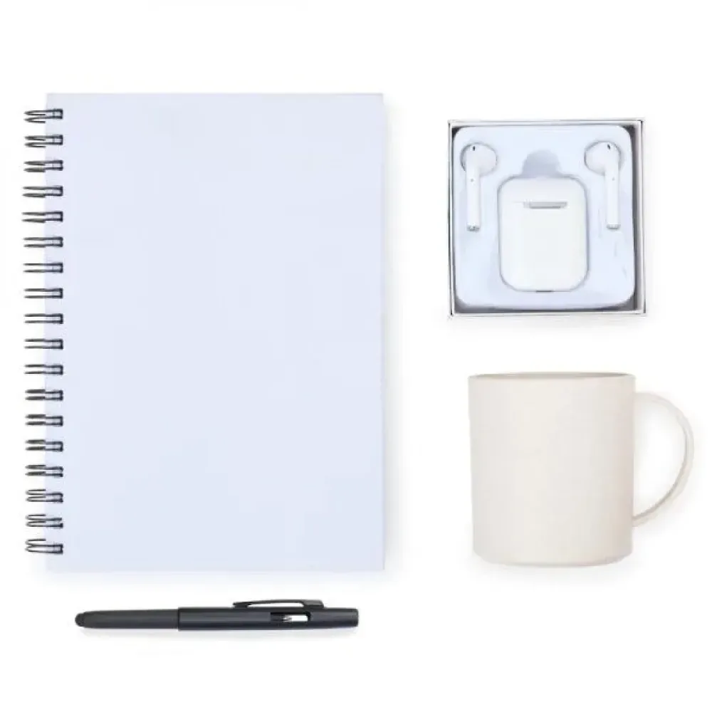 KIT CANECA EM FIBRA DE BAMBU E ACESSÓRIOS - 4 PÇS