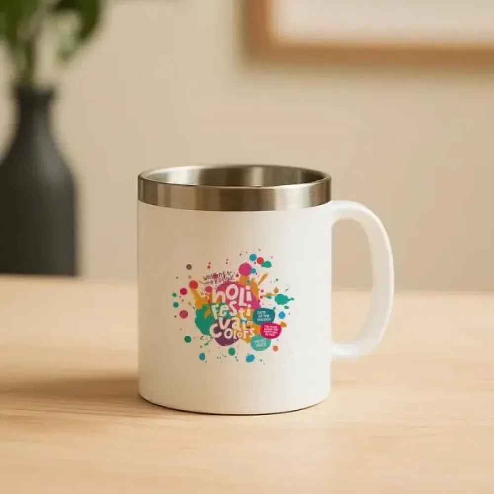 CANECA EM AÇO INOX/POLIESTIRENO - 300 ML
