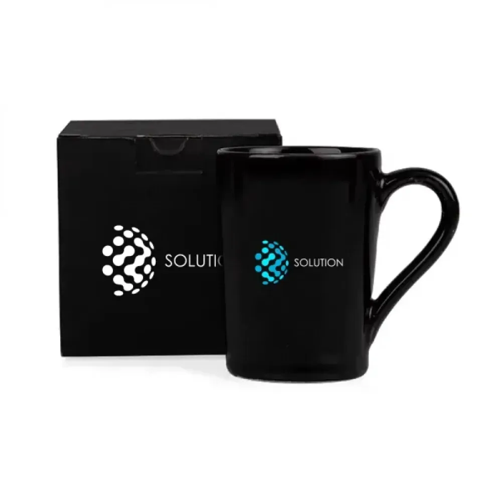 CANECA EM CERÂMICA PRETA - 230ML - COM CAIXA