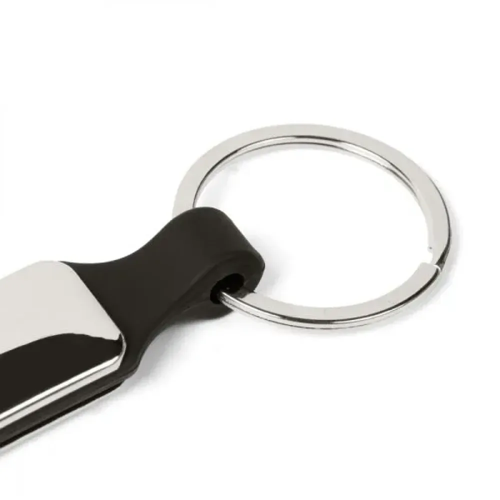 CHAVEIRO EM METAL/PU - PRATA/PRETO