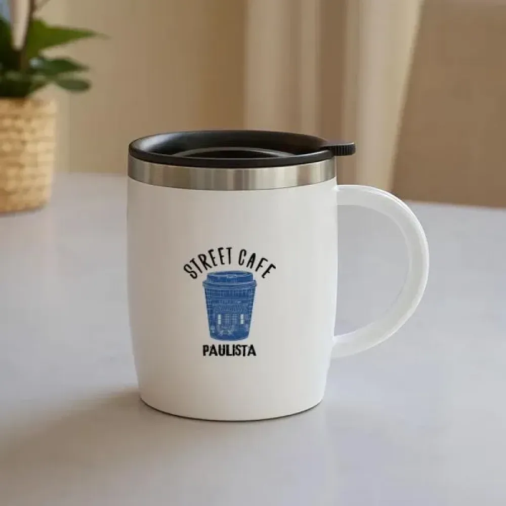 CANECA EM AÇO INOX / POLIESTIRENO - 400 ML